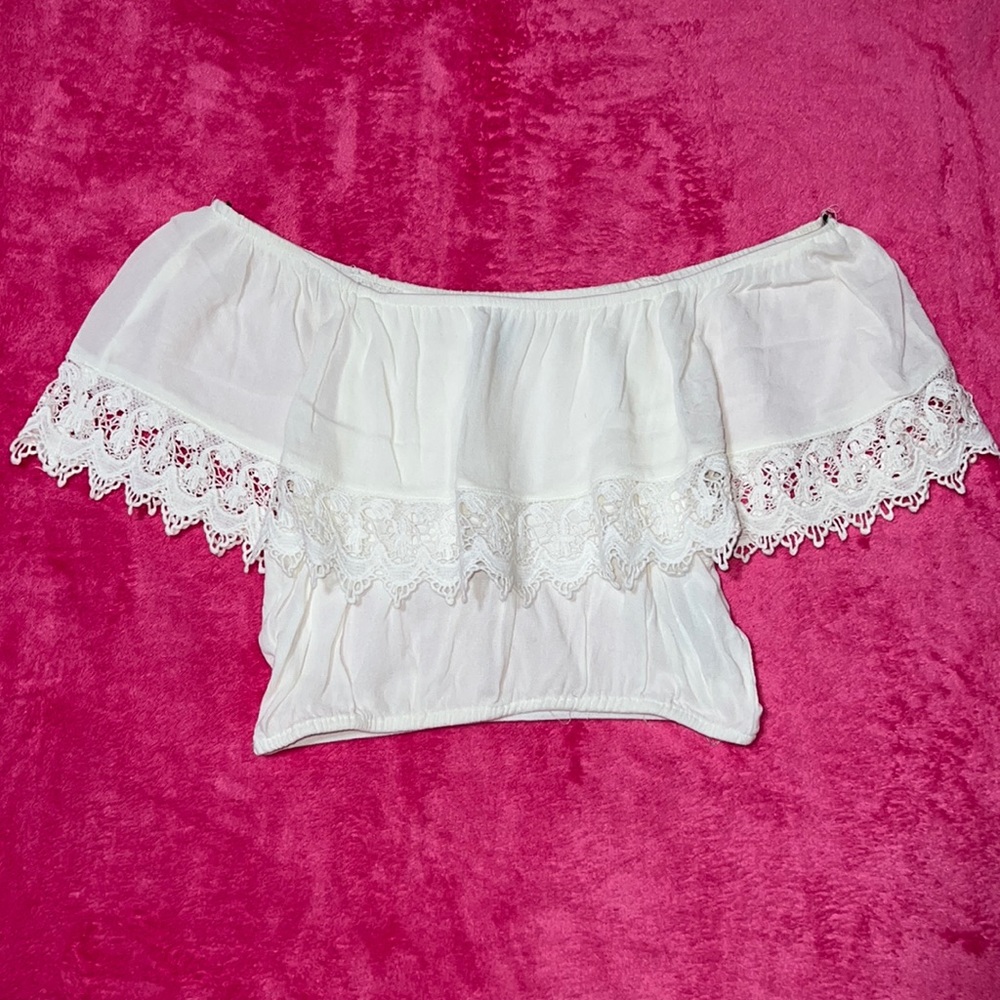 White Off-the-Shoulder Crop Top